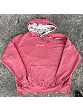 Champion Reverse Weave Hoodie Mens XL Pink Vintage Faded Coachella Street Baggy